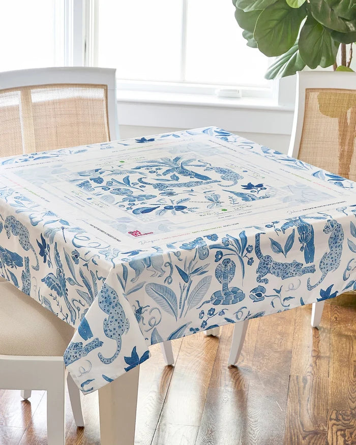 Aamazon blue mahjong tablecloth