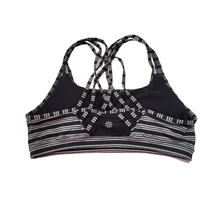 Athleta Women's Black & Gray Striped Sports Bra Size L