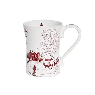 Country Estate WInter Frolic Mug in Ruby
