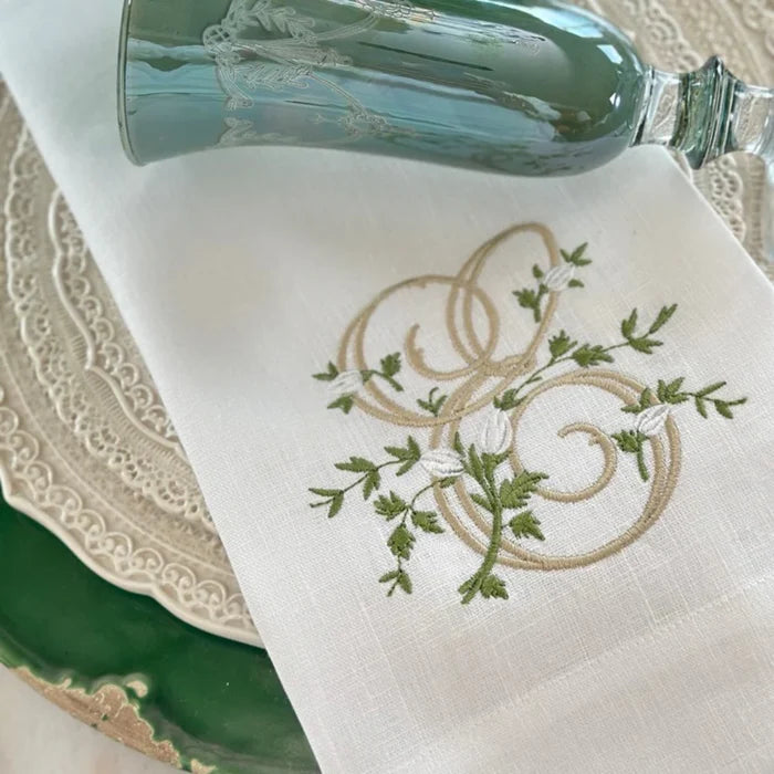 Floral Monogram B tea towel