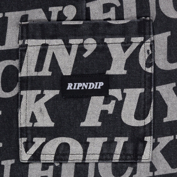 Fuckin Fuck Denim Shorts (Black) - Four Street