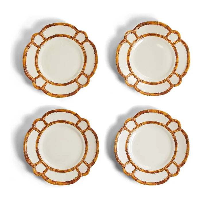 Set of 4 Melamine Bamboo Plates