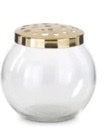 Small round glass floral frog top clear glass vase
