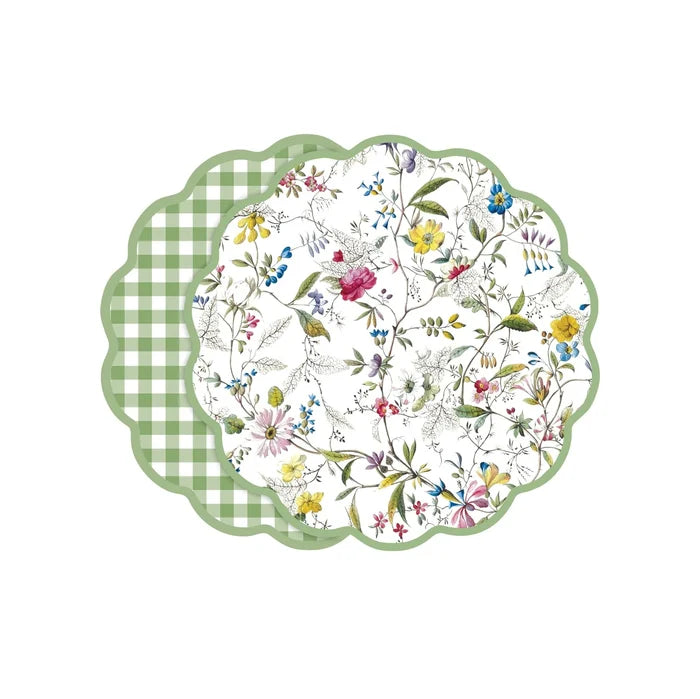 Vida springtime floral & gingham reversible placemat s/4