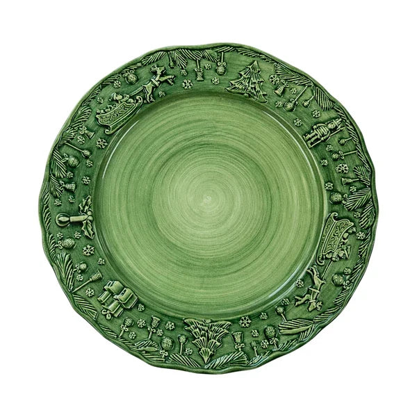 Vietri Fiabe di Natale Green Dinner Plate