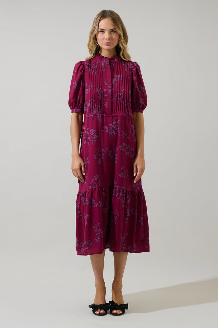 Zurum Floral Pleated Midi Dress