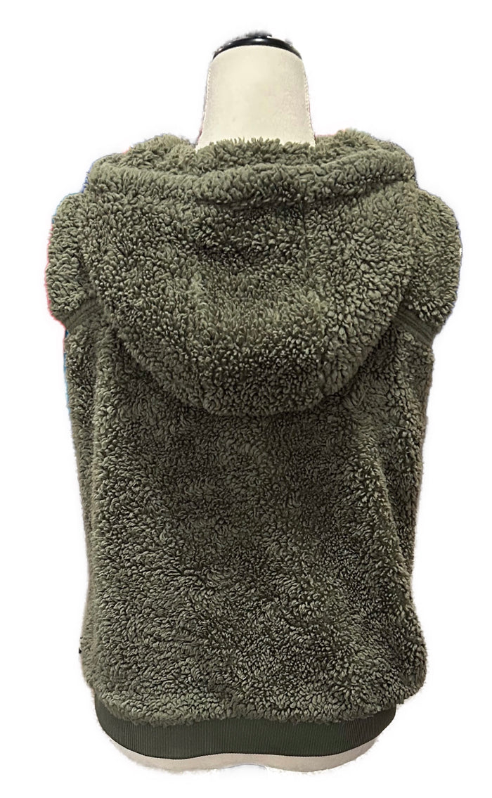 Zyia Active Women's Olive Hooded Sherpa Fleece Vest Size L