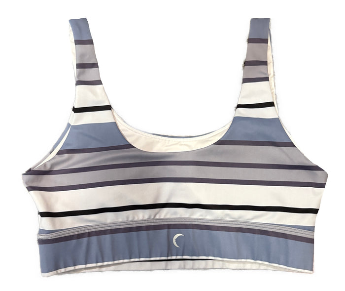 Zyia Active Women's Purple & Black Striped Sports Bra Size L