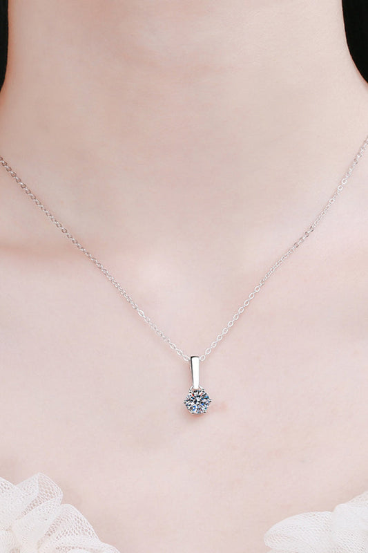 1 Carat Moissanite 925 Sterling Silver Chain-Link Necklace Trendsi