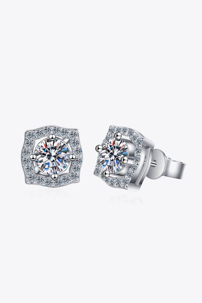 1 Carat Moissanite Geometric Stud Earrings Trendsi
