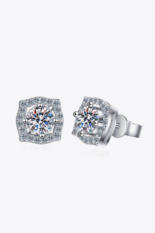 1 Carat Moissanite Geometric Stud Earrings Trendsi