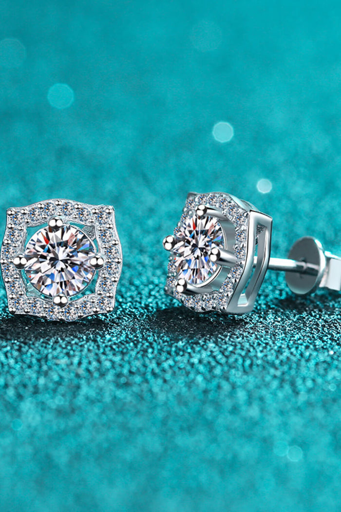 1 Carat Moissanite Geometric Stud Earrings Trendsi