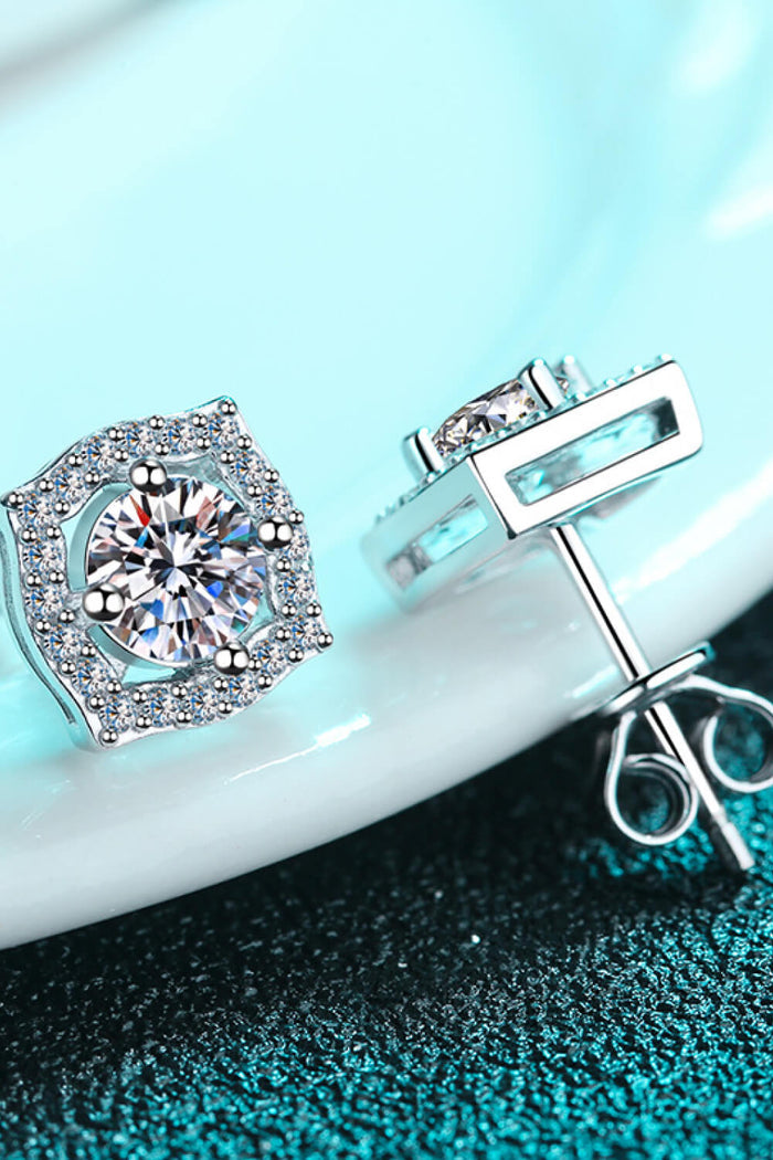 1 Carat Moissanite Geometric Stud Earrings Trendsi