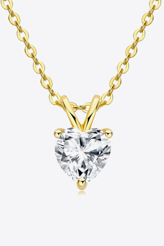 1 Carat Moissanite Heart-Shaped Pendant Necklace Trendsi