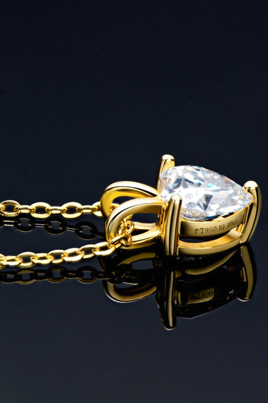 1 Carat Moissanite Heart-Shaped Pendant Necklace Trendsi