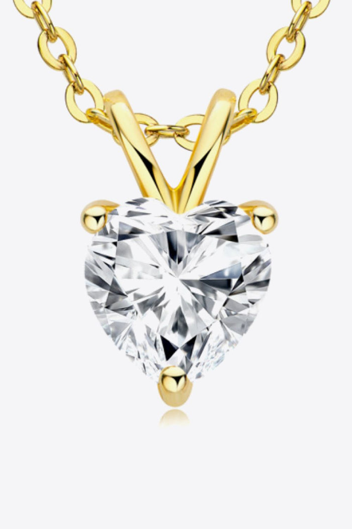 1 Carat Moissanite Heart-Shaped Pendant Necklace Trendsi