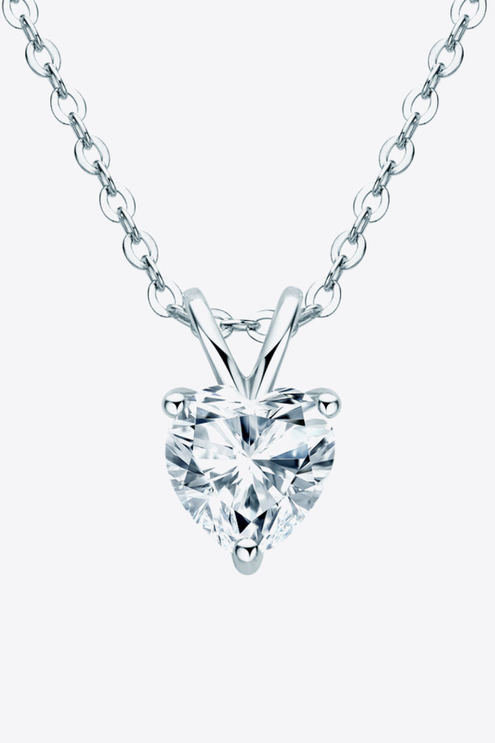 1 Carat Moissanite Heart-Shaped Pendant Necklace Trendsi