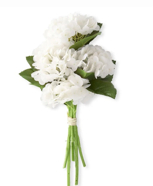 13 inch white real touch hydrangea bundle (6 stems)