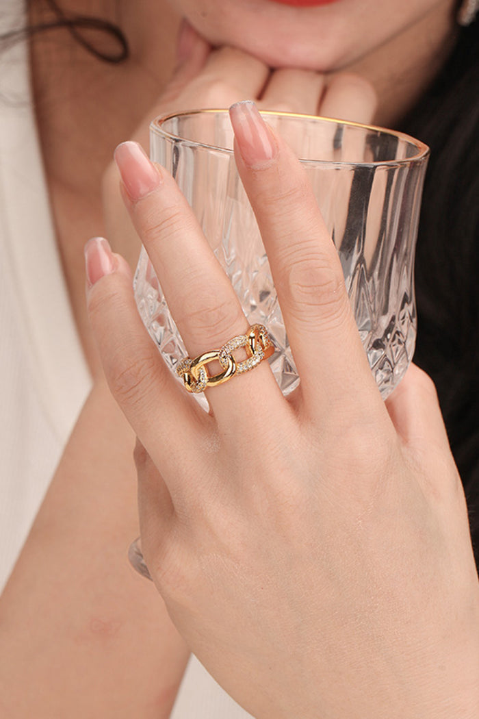 18K Gold-Plated Rhinestone Ring Trendsi