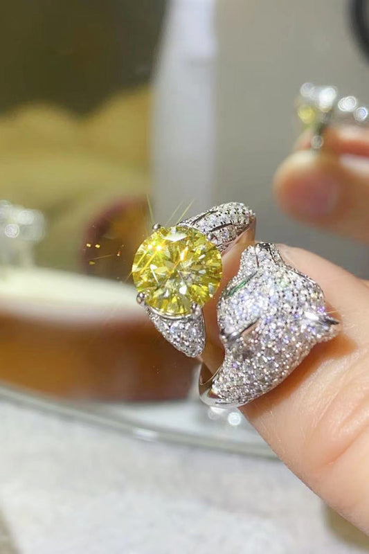 2 Carat Yellow Moissanite Animal Bypass Ring Trendsi