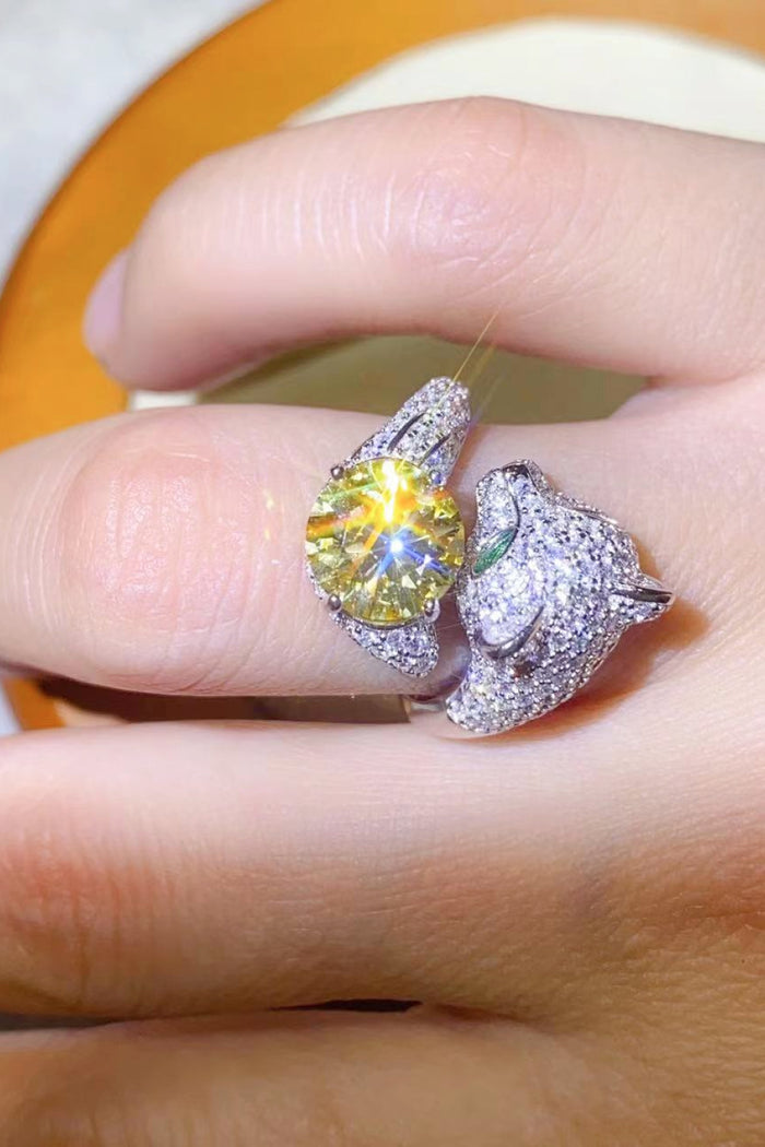 2 Carat Yellow Moissanite Animal Bypass Ring Trendsi