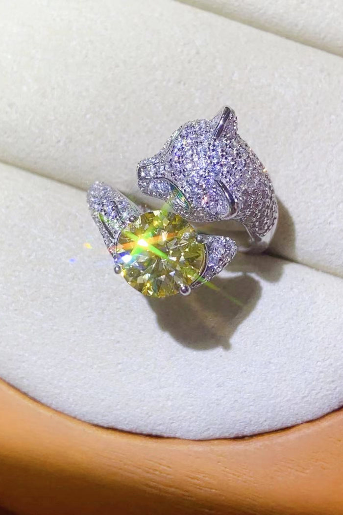 2 Carat Yellow Moissanite Animal Bypass Ring Trendsi