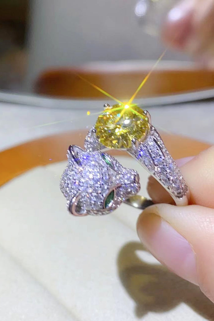 2 Carat Yellow Moissanite Animal Bypass Ring Trendsi