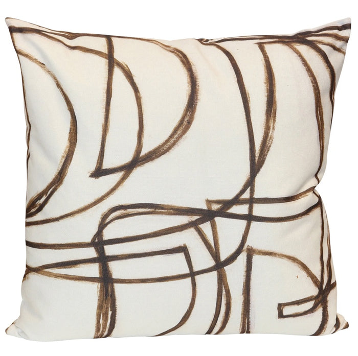 24in x 24in Brown and white abstract pillow