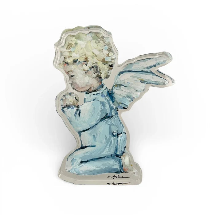 Acrylic blonde baby praying -boy