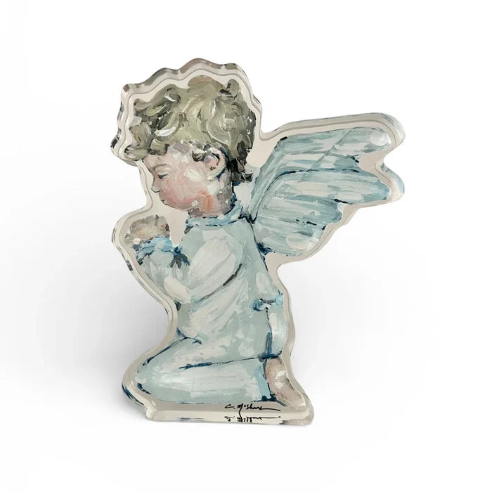 Acrylic brunette baby praying -boy