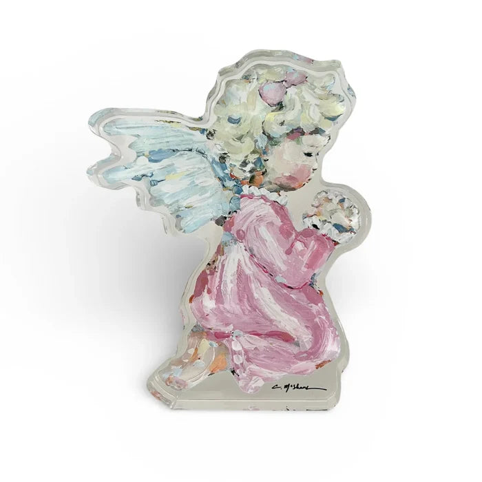 Acrylic Pink blonde baby praying