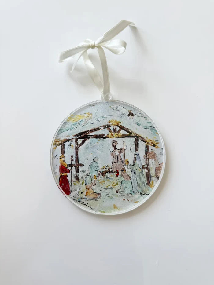 Acrylic Round Nativity Ornament