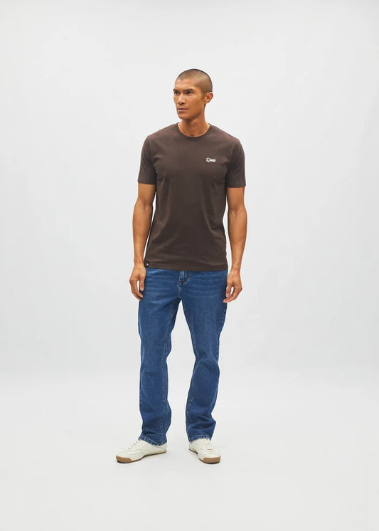 Basic Caden O Neck Tee Dark Chocolate