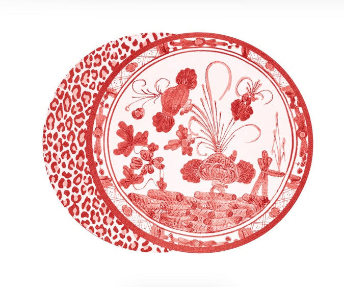 Beatriz Ball VIDA Faenza 11" reversible placemats in red and white