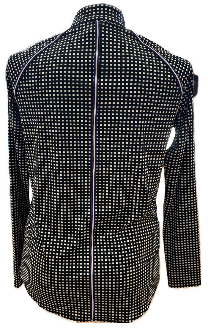 Belyn Key Black & White Gingham Zip Golf Pullover Size L MSP$138
