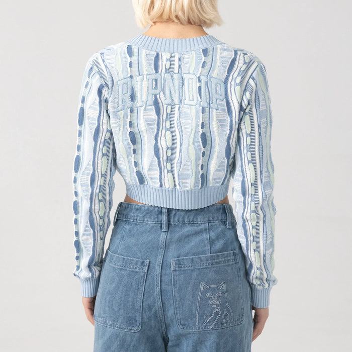 Corded Knit Cropped Long Sleeve (Light Blue) - Camiseta - Four Street