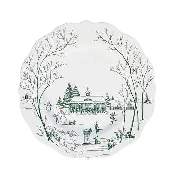 Country Estate Winter Frolic Dessert Plate in Evergreen