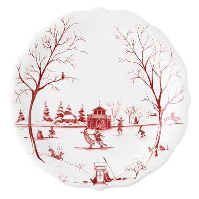 Country Estate Winter Frolic Dessert Plate in Ruby