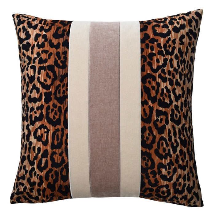 Dann Foley cheetah pillow with tawney blush over ivory
