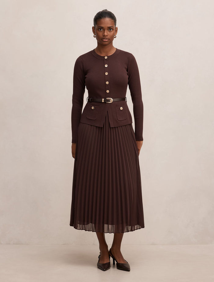 Daphne Petite Midi Dress Chocolate Forever New