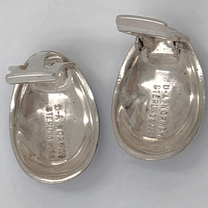 David Andersen Norway Sterling & Blue Guilloche Enamel Modernist Earrings 1950s, alternate product view 4