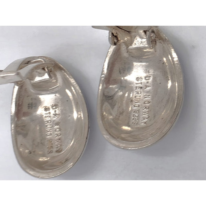 David Andersen Norway Sterling & Blue Guilloche Enamel Modernist Earrings 1950s, alternate product view 5