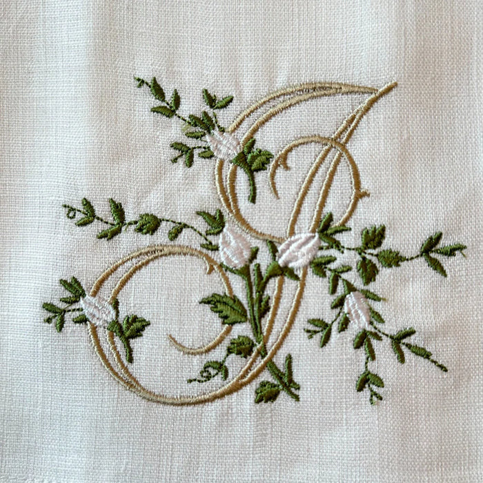 Floral Monogram J tea towel