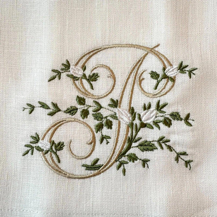 Floral Monogram P tea towel