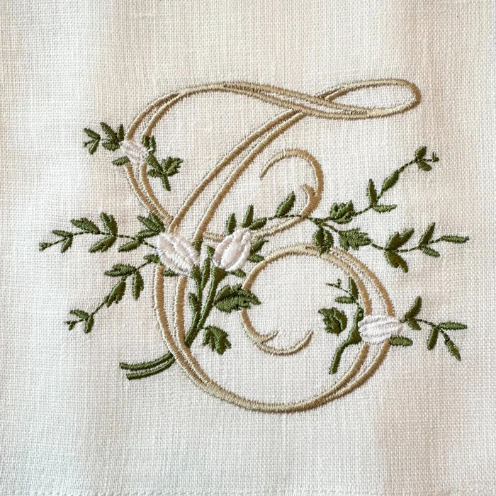 Floral Monogram T Tea towel