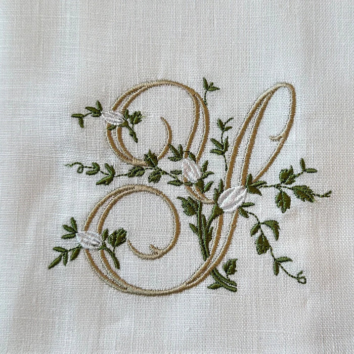 Floral Monogram Y tea towel