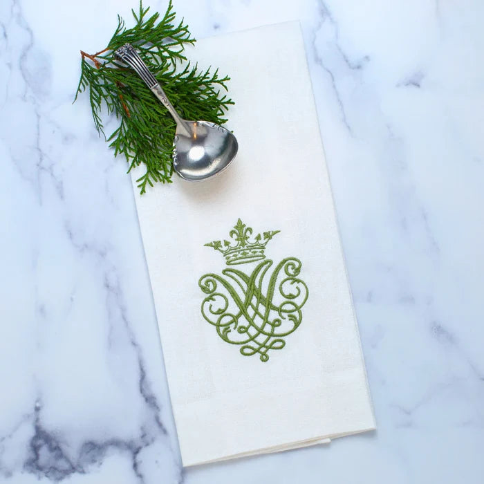 Green Crest Linen tea towel