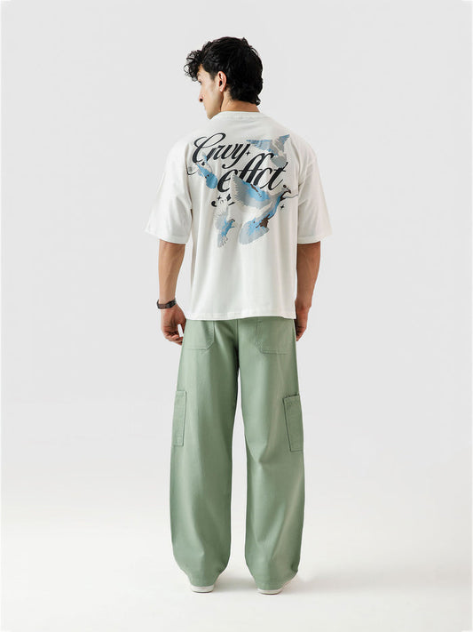 GRVYBirds puff printed tee male model back view puff print Pakistan – GROOVY