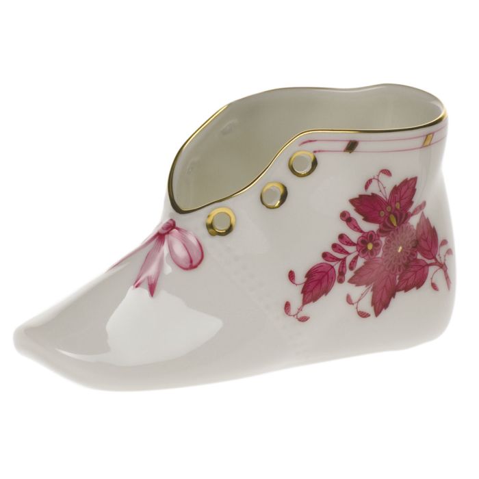 Herend Baby Shoe in Rasberry