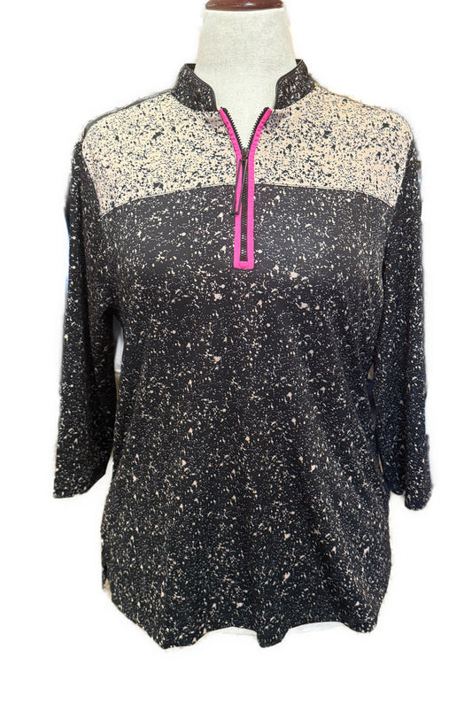 Jamie Sadock Women's Black & Tan 3/4 Sleeve Golf Top Size L